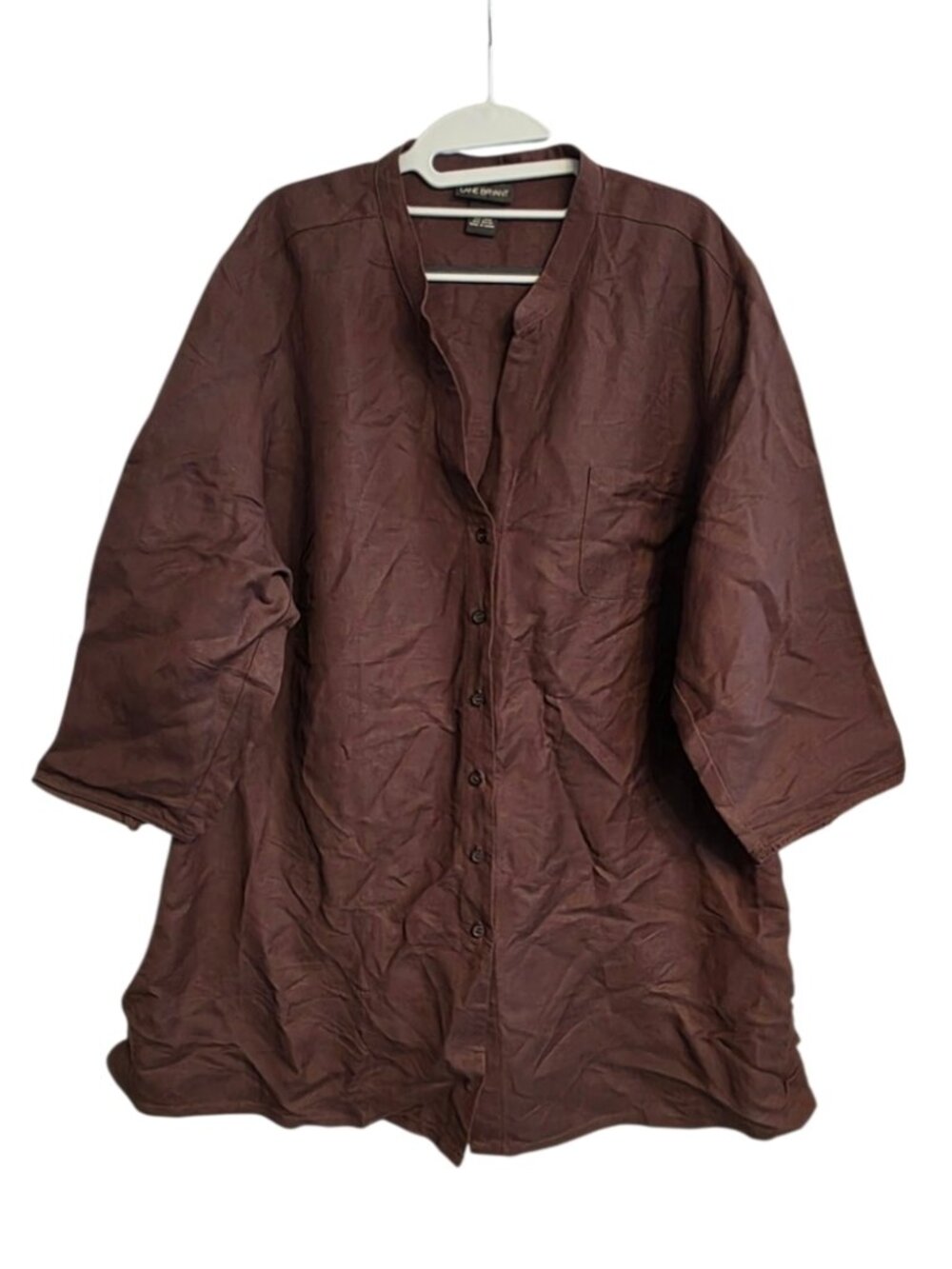 Lane Bryant Button Up Tunic Shirt Oversized Gorpcore Mandarin Lagenlook Plus